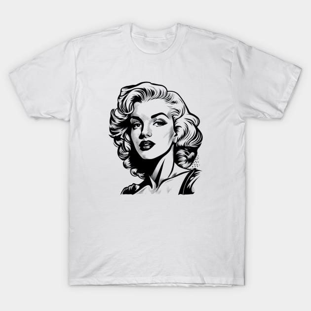 Marilyn Monroe Digital Line Art T-Shirt by JonHerrera